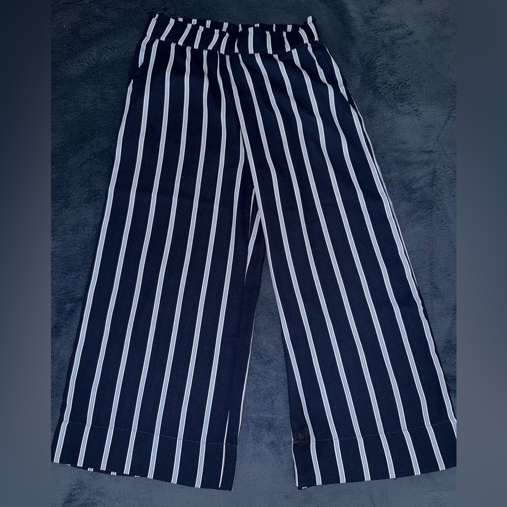 H&M Navy and White Striped Women's Trousers